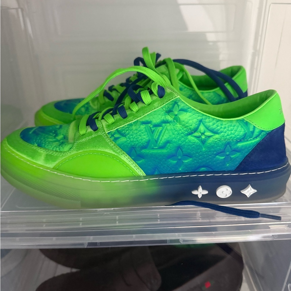 Louis Vuitton  Neon Green and Navy Sneakers